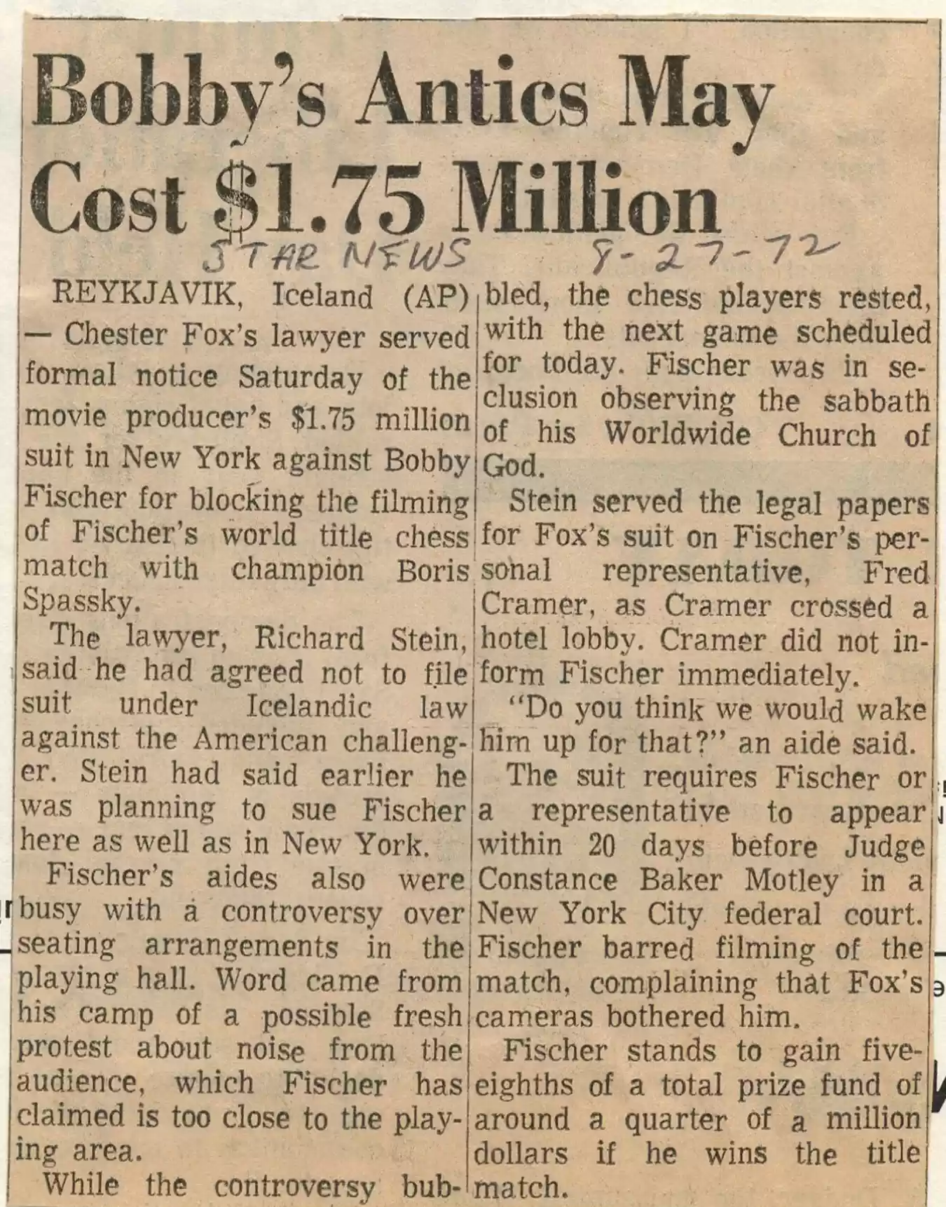 Pasadena Star News, 8-27-72
